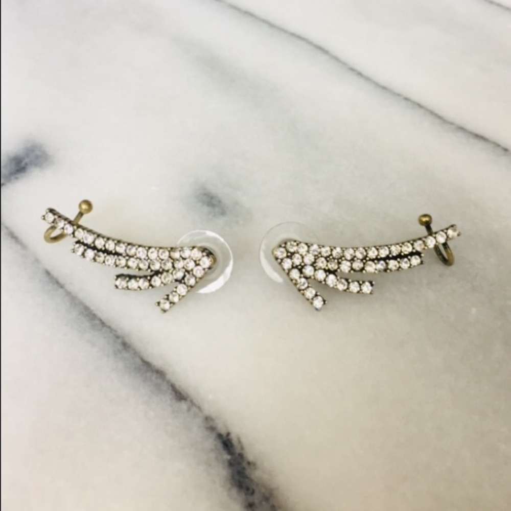 BaubleBar Crawler Earrings CRYSTAL & ANTIQUE GOLD